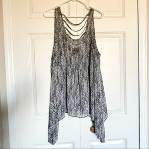 Torrid black & white strappy back tank.